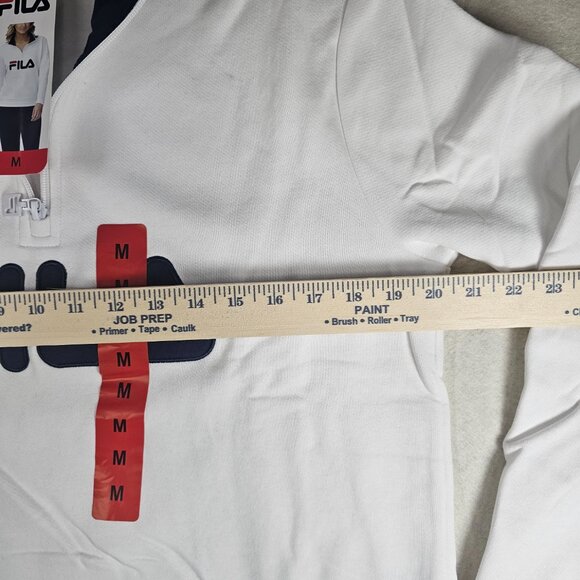 NEW FILA Women’s 1/4 Zip Fleece Pullover – White with Logo Size Medium - Picture 5 of 5